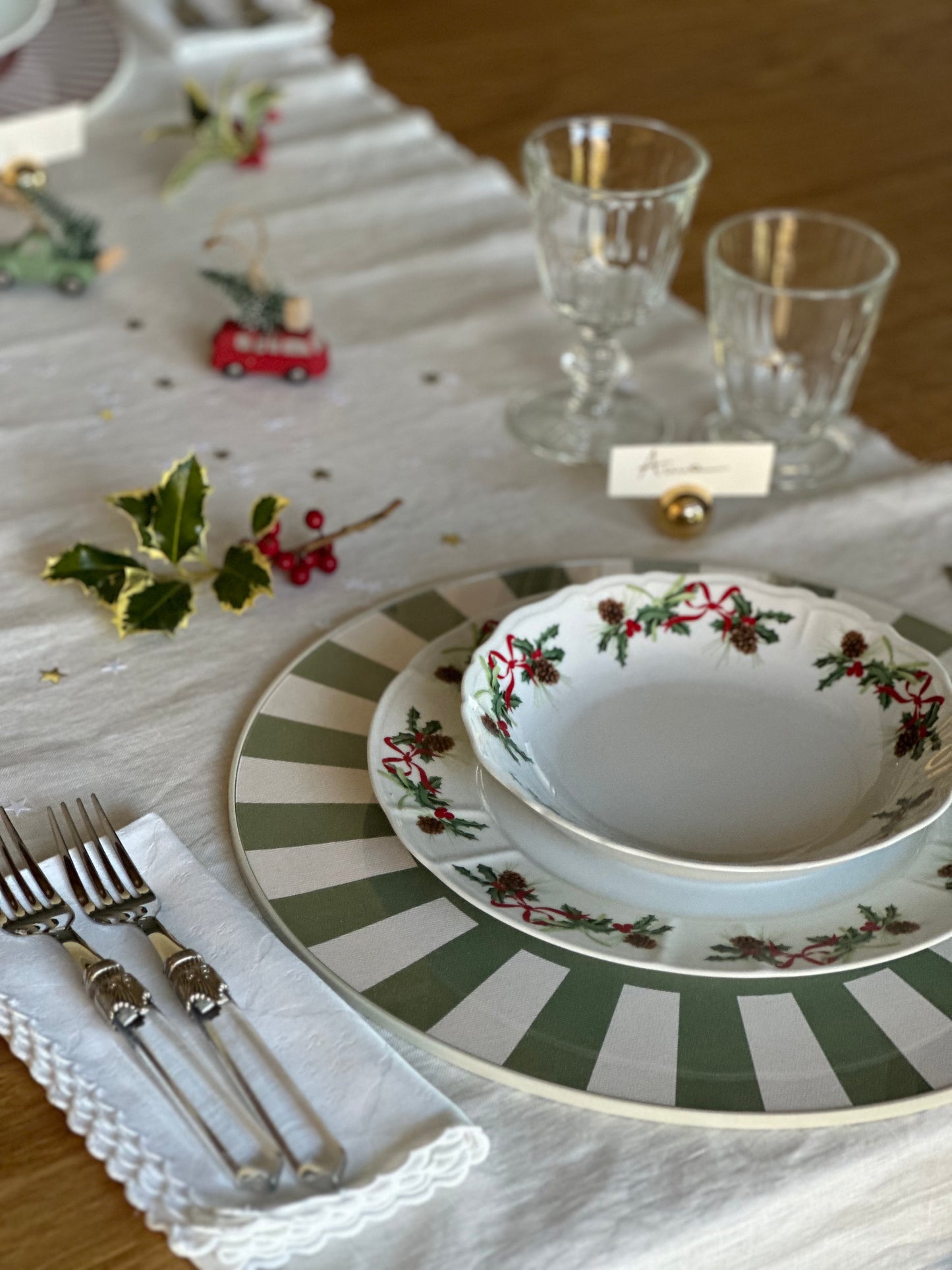 Set - 3Chic - Orso e Righe Verdi