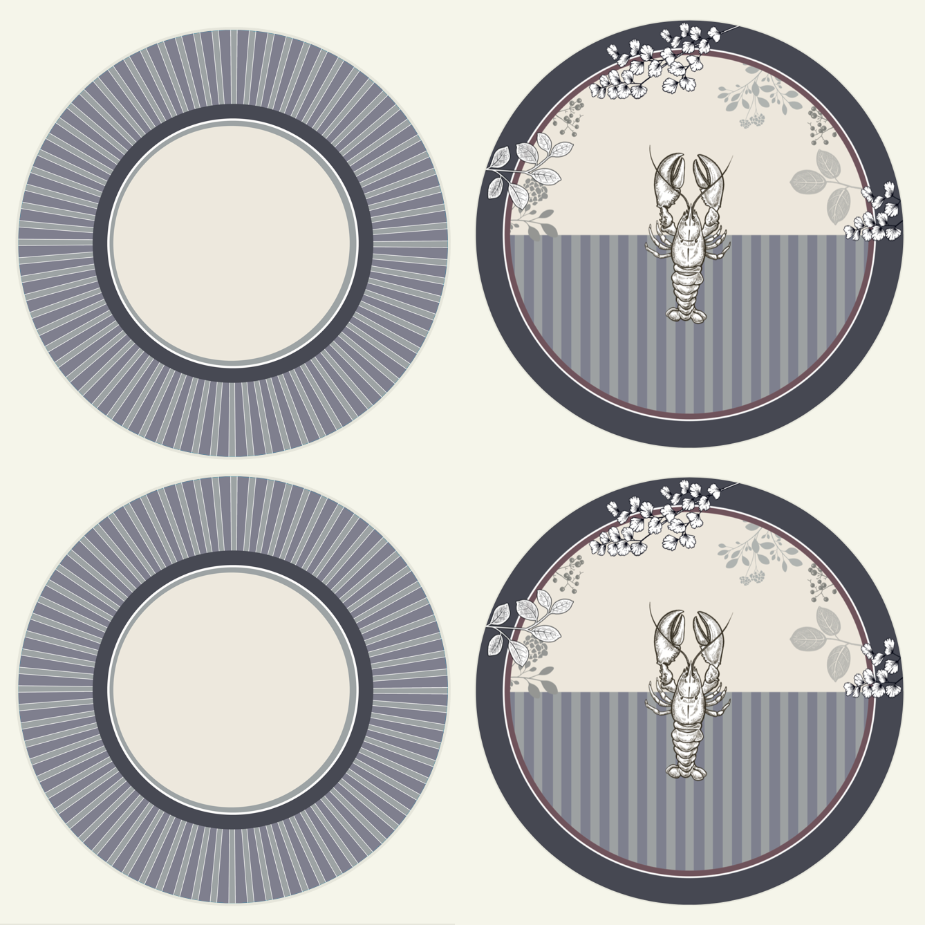 Set Refill - Tre Chic - Aragosta e Righe Viola