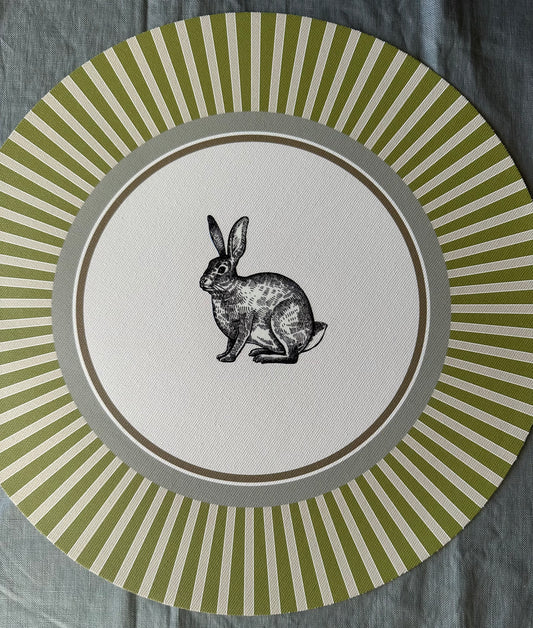 Sottopiatto - 3Chic - Coniglio - Grafica Righe Verdi